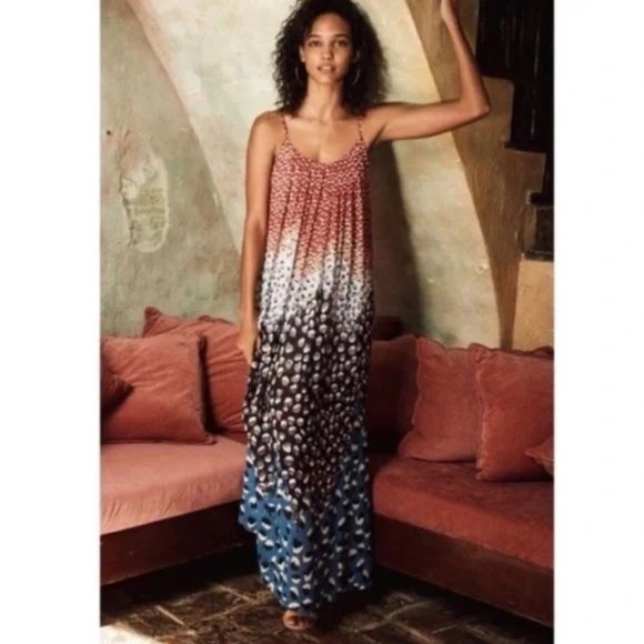 NIC+ZOE Dresses & Skirts - Nic+Zoe Blue Dahlia Abstract Dot Strappy Maxi Dress Blue Multi Size M